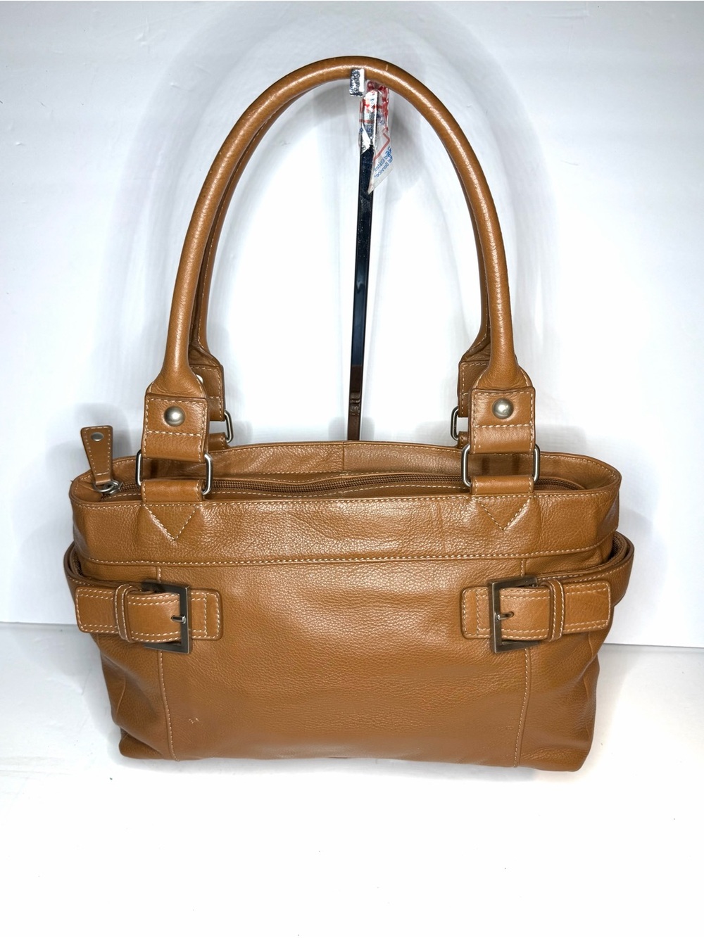 Audrey Brooke Caramel Leather Interior Shoulder Handbag